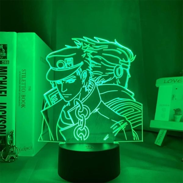 Anime Lys Jotaro Kujo 3D Illusionslampe USB 7/16 Farger Akryl Led Nattelys Berøringsfjernkontroll Bryter Hjem Romdekor Manga Bordlampe