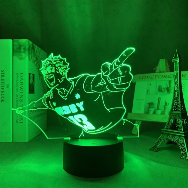 Anime 3D Illusionslampe Miya Atsumu LED Nattelys RGB 16 Farger Romdekor Bordlampe med Fjernkontroll