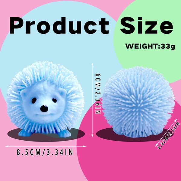 4 STK Fidget Sensoriske Bolde - Pindsvin LED Flash Stress Relief Legetøj, Anti-Angst Squishy Bolde, Sensorisk Legetøj til Rastløse Børn & Voksne A