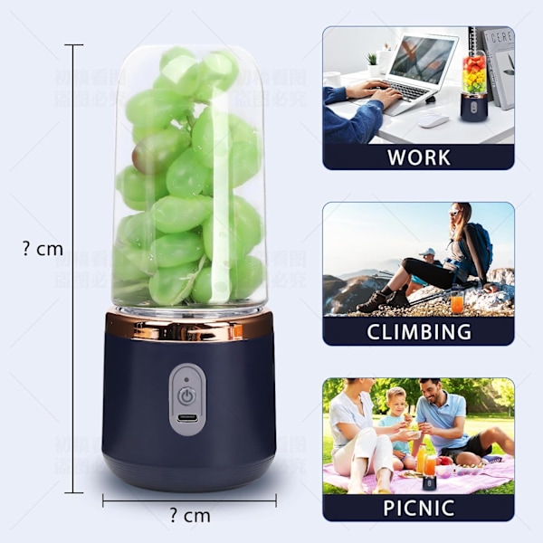 Kannettava Blenderi, Henkilökohtainen Blenderi Smoothieille ja Sekoituksille, Vedenkestävä USB-Latautuva Mini Blenderi-Muki