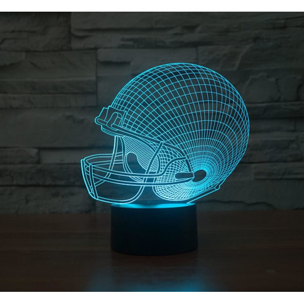 3D Rugby Caps Lampe med Fjernkontroll, 16 Farger Nattelysbilder, Akryl LED Bord- og Nattbordslampe, Barnerom, Skrivebordsdekorasjon, Bursdagsgaver, Leke for Barn