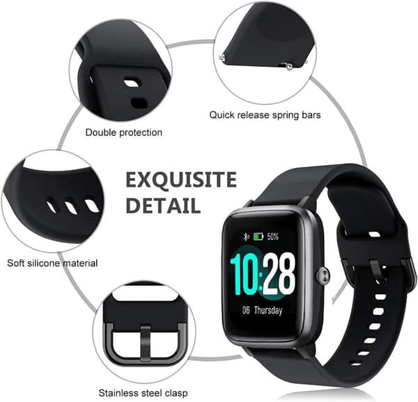 For Strap Compatible 19mm ID205L Veryfitpro Smart Watch, Quick Release Soft Silicone No Fade Pattern Printed Flower Replacement Strap for ID205L, ID2