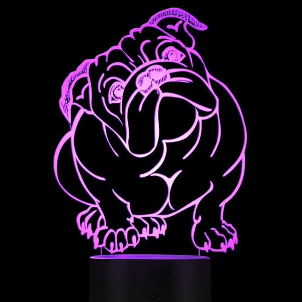 3D Fransk Bulldog Nattlampa Illusion 7 Färgväxlande Touch Switch Bordsskiva Dekorationslampor Akrylplatt ABS-bas USB-kabel Leksak (Buss)