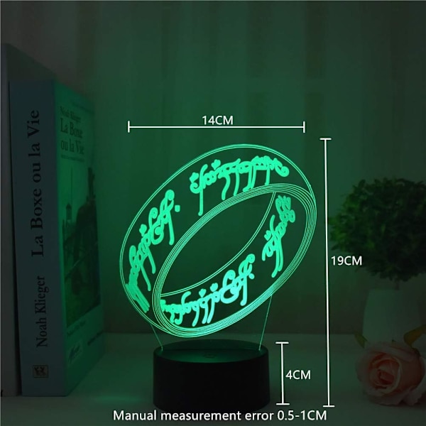 Ringenes Herre Magisk Ring 3D LED Nattelys Berøring 7 Farger/Fjernkontroll 16 Farger USB Bordlampe Hjemmedekor Sengelampe Motegave