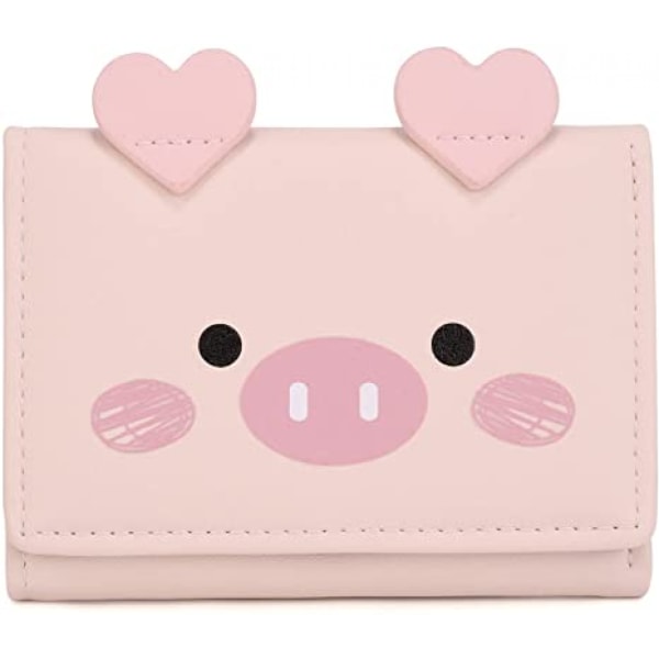 AVEKI Kawaii Wallet for Girls Cute Pig Women Purse Card Bill Holder Organizer, Pig Pink