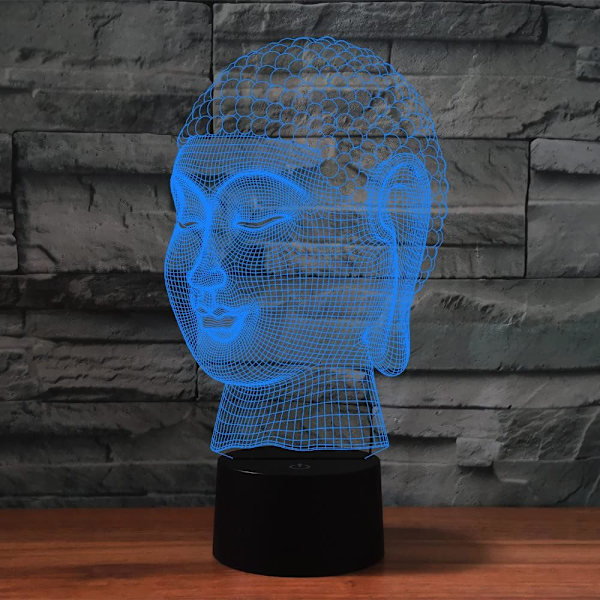 3D Buddha Fjärrkontroll 16 Färger Nattlampor Illusion Akryl LED Bord Sänglampa Barn Sovrum Skrivbords Dekoration Födelsedagspresenter Leksak för Barn