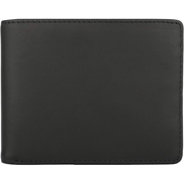 Plånbok för män - Äkta läder RFID-blockerande bifold stilren plånbok med 2 ID-fönster Black