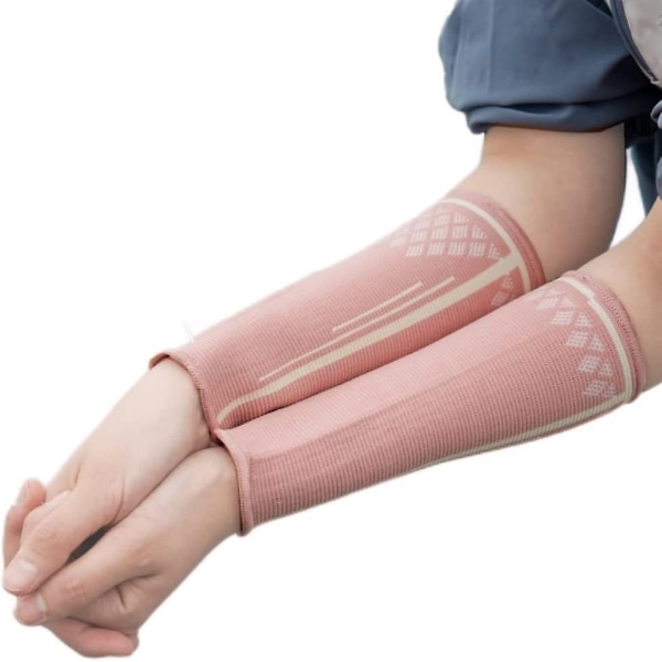 Sports Basketball Volleyball Badminton Compression Arm Elbow Pads Arm Sleeve, Compression Arm Warmers Forearm Guard(Pink,L)