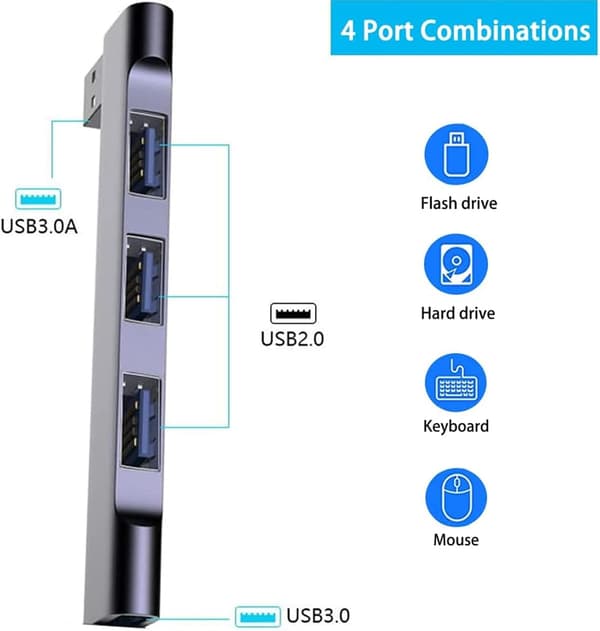 USB Hub 4 porte Multi USB Port Expander Bærbar Data USB Splitter USB Forlængeradapter til Bærbar computer