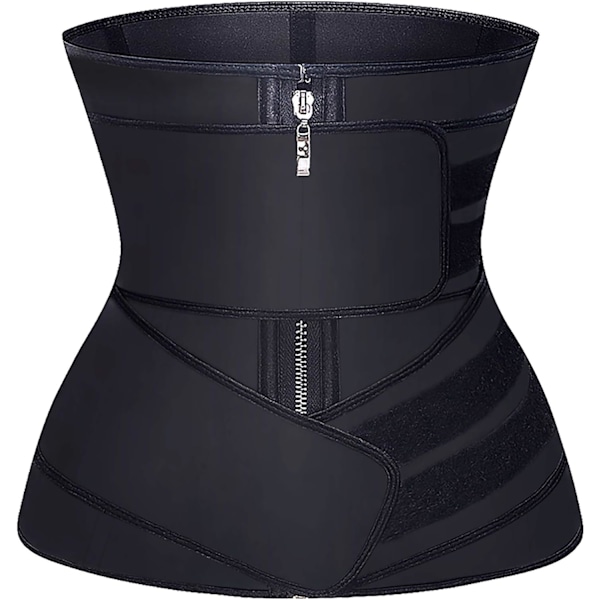 Midjetränare för kvinnor Latex Underbust JSculpt Dubbel träningsbälte Träning Sportgördel C-black (Double Straps) 3XL