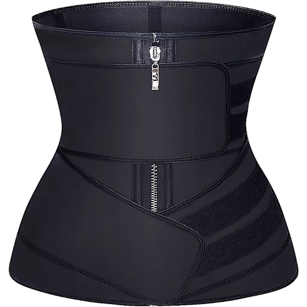 Midjetrener for kvinner Latex Underbust JSculpt Dobbel Treningsbelte Trenings Sport Belte C-black (Double Straps) XXL