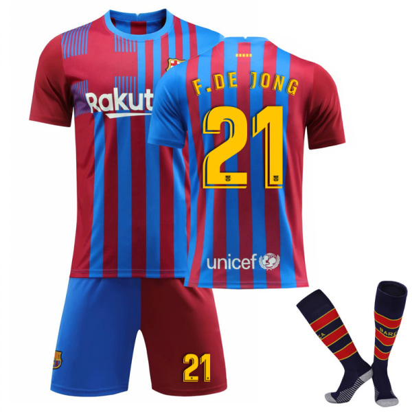 2022 Barcelona Kotipaita Set Lapsille Aikuisille Jalkapallo Jalkapallopaita Trainin Paita Puku No.21 F.DE JONE 20