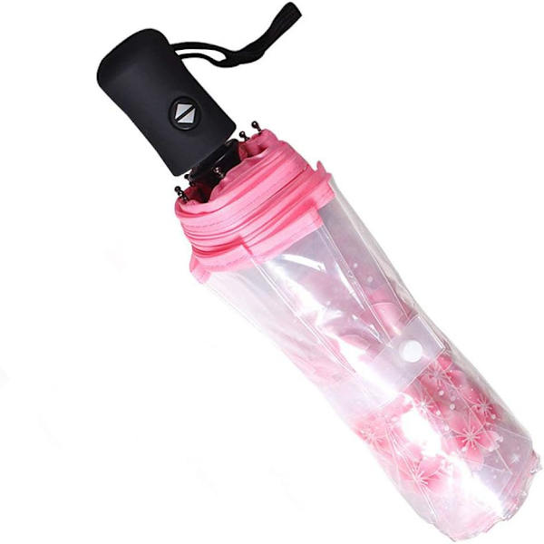 Kirsebærblomst Transparent Foldbar Rejse Paraply Pink(auto)