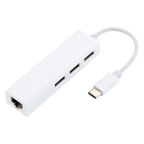 Usb-c Lan Rj45 Nätverks Ethernet Adapter Kabel 3 Usb 2.0 Hub Port