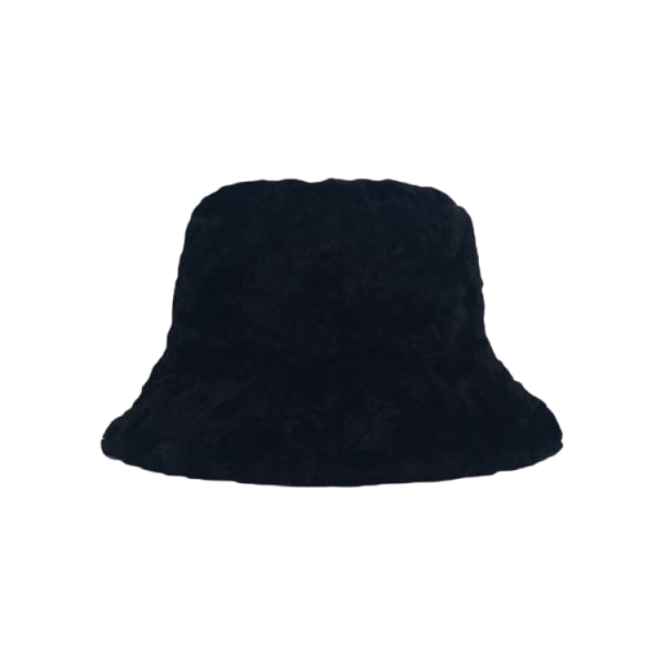 Wekity Winter Pehmo Bucket Hat Naisten Vintage Bucket Hat Casual lämmin Bucket Hat, musta