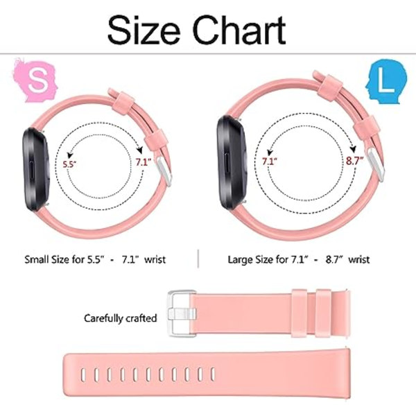 3 st 23 mm mjuka silikonband för Fitbit Versa 2 / Fitbit Versa / Fitbit Versa Lite Classic justerbara sportband (utan tracker) (stora)
