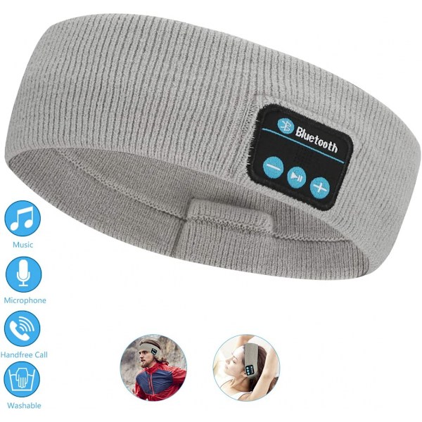 Nukkumiseen tarkoitetut Bluetooth-kuulokkeet, joissa on mikrofoni, ultrapehmeä panta kylkinukkujille, treenaamiseen, juoksuun ja lenkkeilyyn (harmaa)