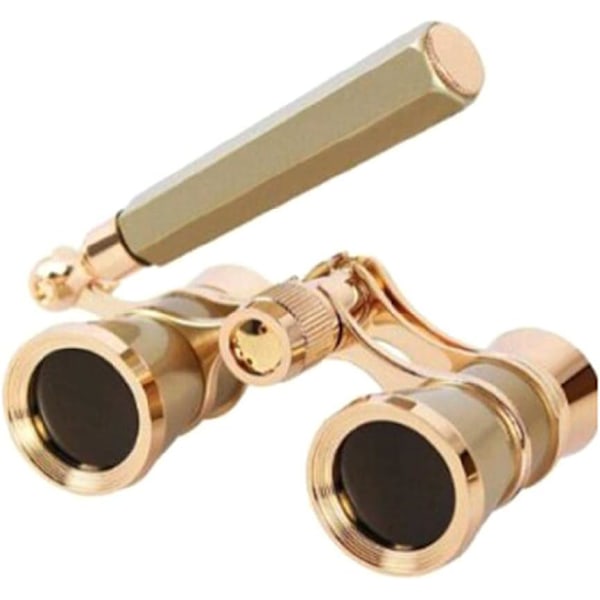 3X25 Operaglas med håndtag Kikkert Teleskop/Tilbehørssæt Kvinde Teleskop Kvinde Piger Gave Guld Briller Kikkert Briller Retro（Champagne