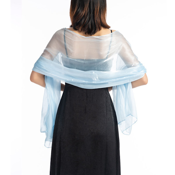 Iridescent Wrap Stole Sjal för Bröllop Brud Brudtärnor Baler & Fester, Ljusblå