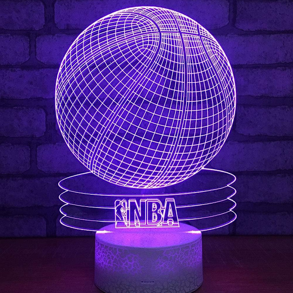 Basketball 3D Optisk Illusion Akryl Natlampe Berøringskontakt 7 Farveskift USB LED Bordlampe