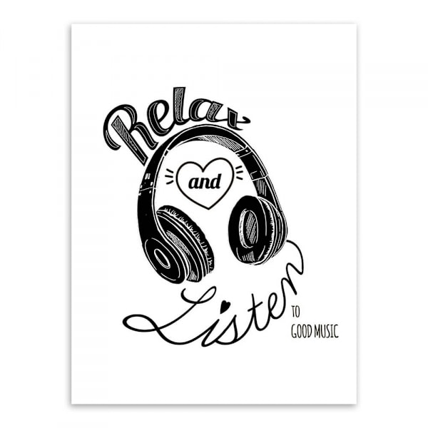 Wekity Rock Music Väggkonst Canvas Tryck Affisch, Enkelt Mode Svartvitt Konst Ritning Dekor för Hem Vardagsrum Sovrum Kontor och Barn