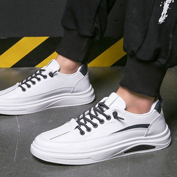 Herr Sneakers Fashionabla halkfria sula Konstgjord PU Sneakers Herr Casual Skor för dagligt utomhusbruk White Grey 41