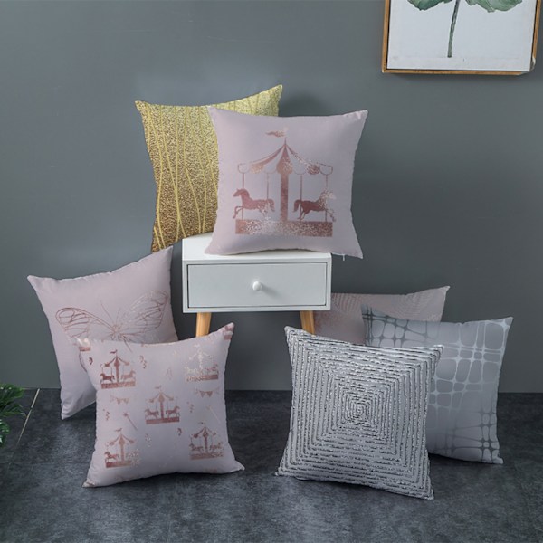 JUSTUP Putetrekk Flow Gull Element Trykk Peach Skin Fløyel Putetrekk 18 ×18 Tommer Geometrisk Kvadratiske Pynteputer Dekor Sofa Seng