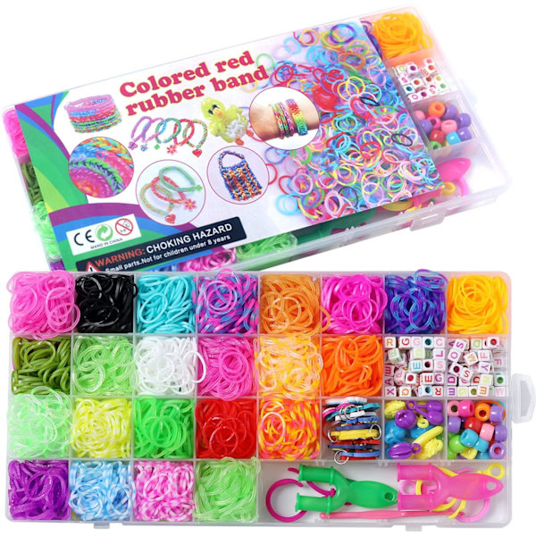 3600+ Gummiband Armband Kit, Loom Gummiband Påfyllningsset, Loom Armband Kit DIY Tillverkningsset för Barn födelsedagspresenter