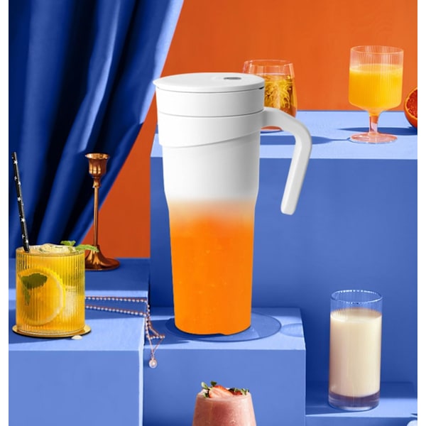 Bærbar Blenderkopp Personlig Størrelse Juicer Ledningsfri Vanntett 470ml/16oz 6 Blader Egnet for Juice Smoothies Shakes LB40 White