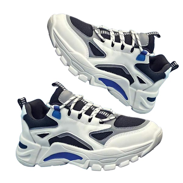 Herr Sneakers Låg Löparskor Vår Fashionabla Koreanska Trendiga Kontrastfärg Sneakers Black Blue 43