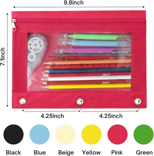 Blyantpose med 3 ringer, glidelås blyantpose etui mappe kosmetikkpose blå 4-pakning 4Blue