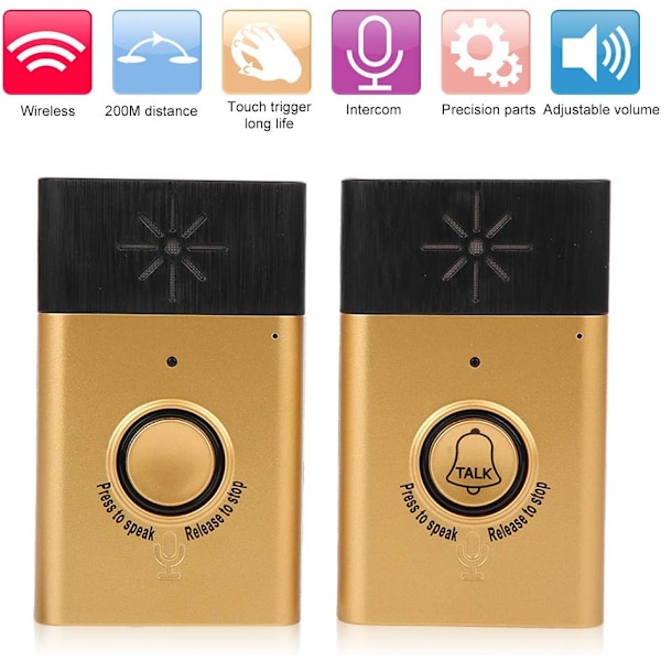 Bärbar röstintercom Tvåvägs dörrklocka Mobil inomhus/utomhus ringsignal Interfonsystem för hemsäkerhet
