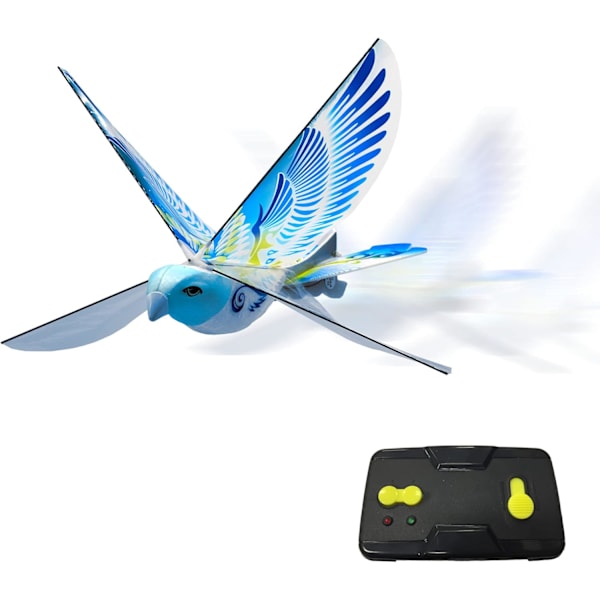 eBird Blå Due - Flyvende RC Fugle Legetøj til Børn. Indendørs/Udendørs Fjernstyret Bionisk Flappende Vinger Fuglehelikopter. USB Opladning