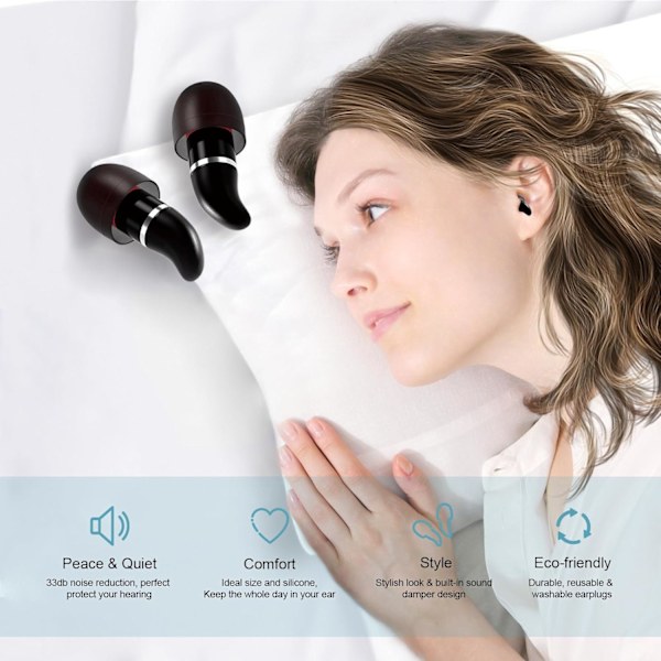 Koncert ØrepropperGenanvendelige Ørepropper til Søvn Støjreducerende, High Fidelity Ørepropper 25-33db Støjreduktion til Koncerter Musik