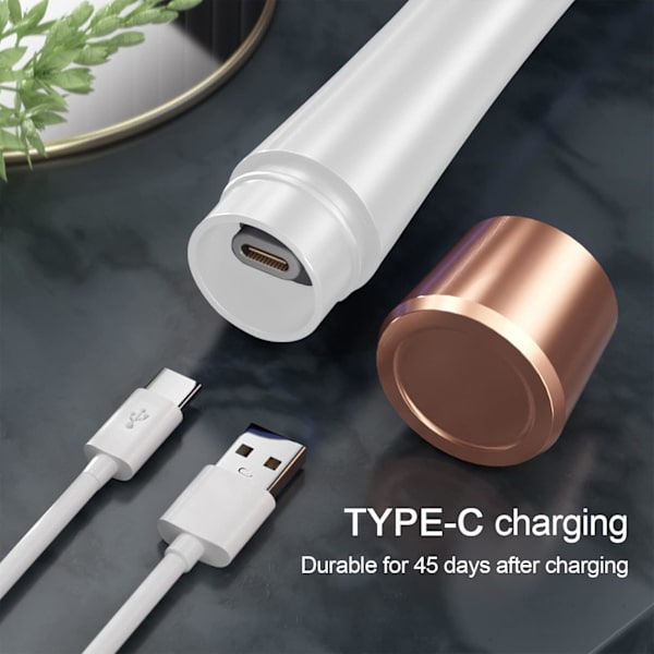 Smart Elektrisk Tandborste med 5 Lägen, IPX7 Vattentät Reselektrisk Tandborste för Vuxna, Resor, Vänpresent, (3 st Utbytbara Borst Huvuden) White