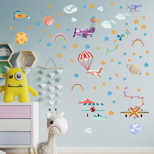Sateenkaari seinätarrat Tee itse lentokoneen seinätarrat taidekoristeita lapsille päiväkoti makuuhuone olohuone
