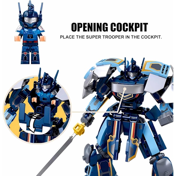 Transformerende Mech Robot Byggesæt, Mini Superhelteserie med Minifigurer, Cool Battle Titan Turtle Warrior (250 Dele)
