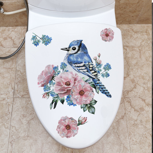 Linnut ja kukat WC-istuintarrat Klassisten huoneiden seinätarra Kodinsisustus