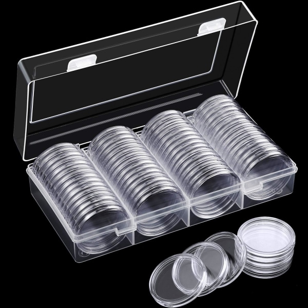 40 mm:n kolikkokapselit Case Kolikkotelineen säilytysastia ja organizer kolikonkeräystarvikkeille (60 kpl)