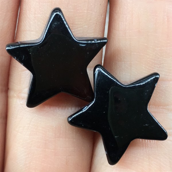 10-pack läkande kristaller stjärnformade orostensfickstenar handskurna prydnader heminredning, svart obsidian