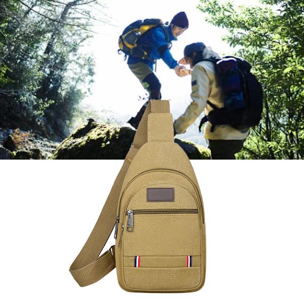 Slingväska Hållbar Canvas Sling Ryggsäck Justerbar Rem Bröstväska Snygg Resväska Axelväska för Män  Fri Storlek Khaki