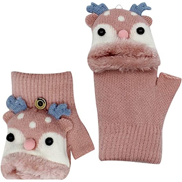 Barn Unisex Söta Katt Varma Vantar Mjuka Vinter Stickade Vantar för Pojkar Flickor Vantar med Vantar (2 till 13 år)