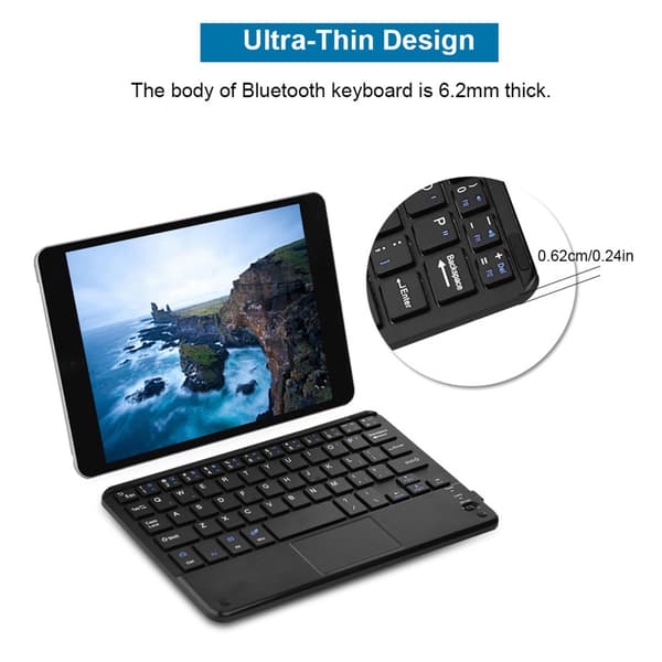 UltraSlim Mini trådlöst Bluetooth-tangentbord med pekplatta för Windows PC Android-surfplatta