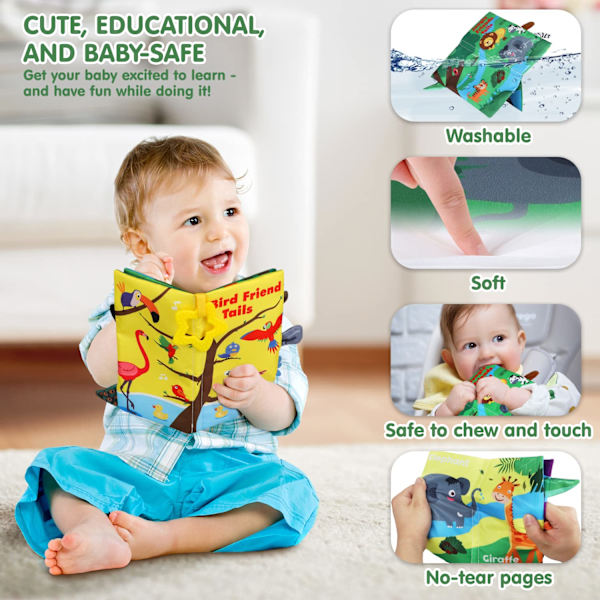 Babybog, Kludbøger til babyer, Touch and Feel Crinkle Bog til babyer, Spædbørnsbøger Sensorisk Babybog, Tænderlegetøj til baby 6-12 måneder（Gård）