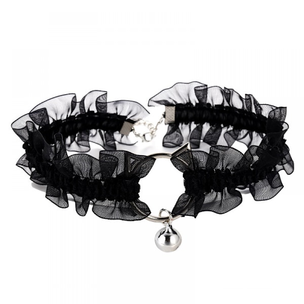 Gotisk Lolita Bell Lace Choker Halskjede Søt Søt Choker Halskjede Hul for Cat Choker Gave til Kvinner Jente(Svart)