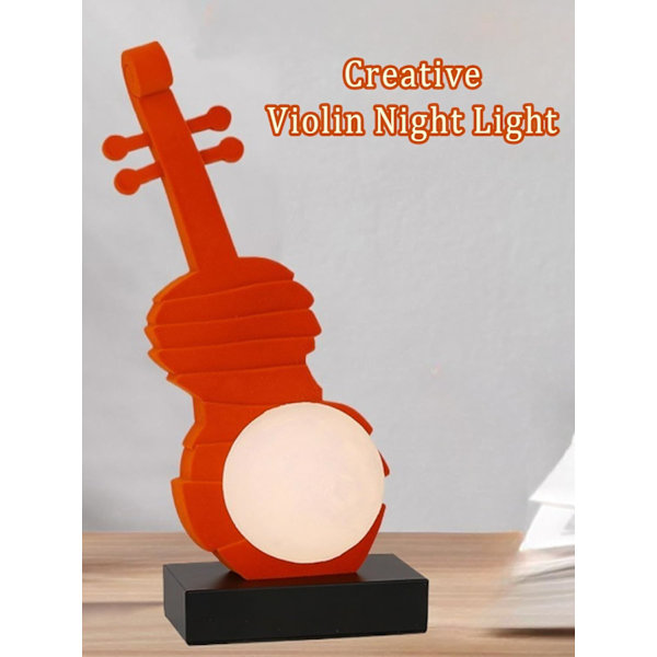 Fiolin nattlys for barn LED musikkelsker lampe 3 fargemodus Kawaii nattbordslamper dekor USB oppladbar soveromslys stue hjem dekorasjon