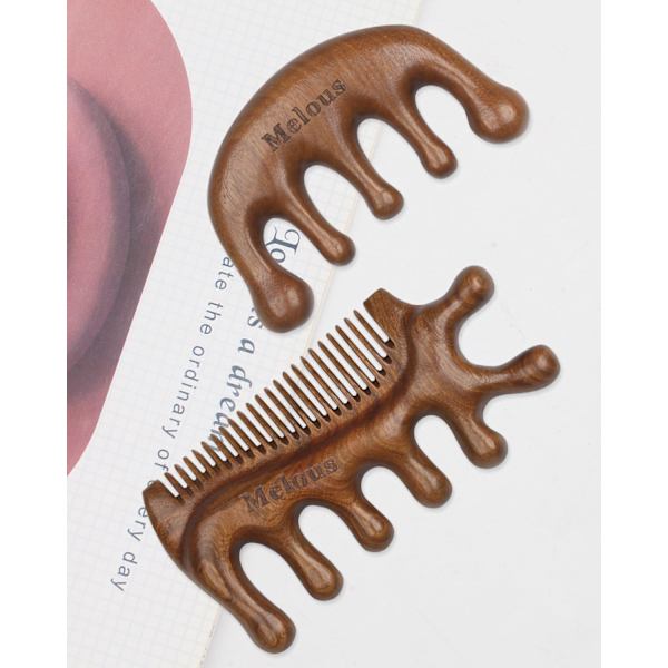4 i 1 Sandelträ Gua Sha Massager, Skrapningsmassagekam, Meridianverktyg för hår, ansikte, ögonnacke kroppsmassage 1 4 IN 1 Gua Sha Massager