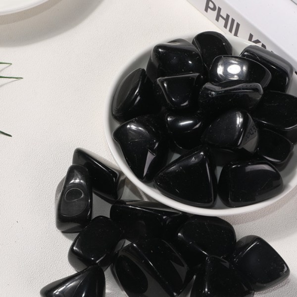 1,1 lbs Natural Black Obsidian Crystal Stone, Black Stones Bulk, Kristaller och helande stenar, tumlade polerade stenar för dekoration