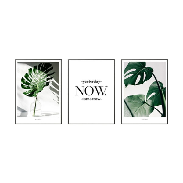 Wekity Word Art och växtblad Komposition av konst Canvas Print Poster, Enkelt mode Konst Ritning Dekor för hem Vardagsrum Sovrum Kontor (Set om 3