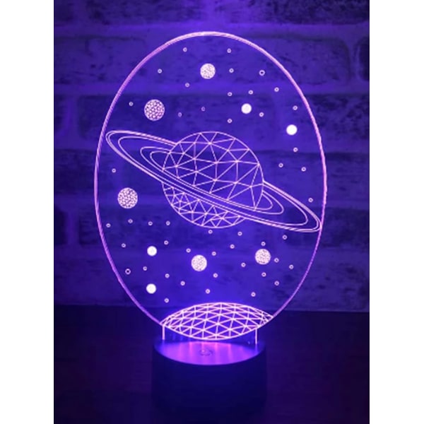 3D Solsystem nattlyslampe illusjon 7 fargeendrende berøringsbryter bordskrivebord dekorasjonslamper gave med akryl flat ABS base USB kabel leketøy